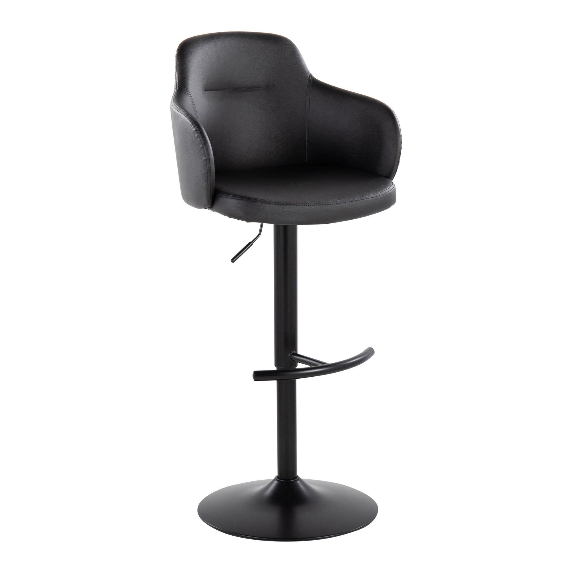 Boyne Adjustable Barstool - Set of 2 - Black Metal, Black PU