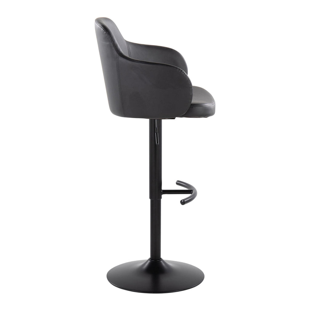 Boyne Adjustable Barstool - Set of 2 - Black Metal, Black PU