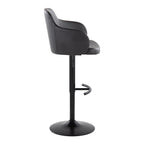 Boyne Adjustable Barstool - Set of 2 - Black Metal, Black PU