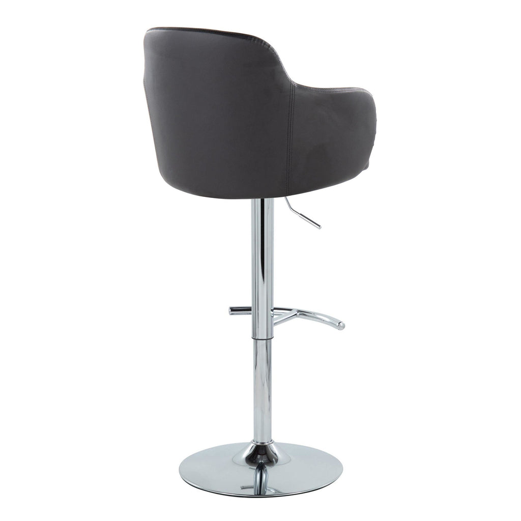 Boyne Adjustable Barstool - Set of 2 - Chrome Metal, Black PU