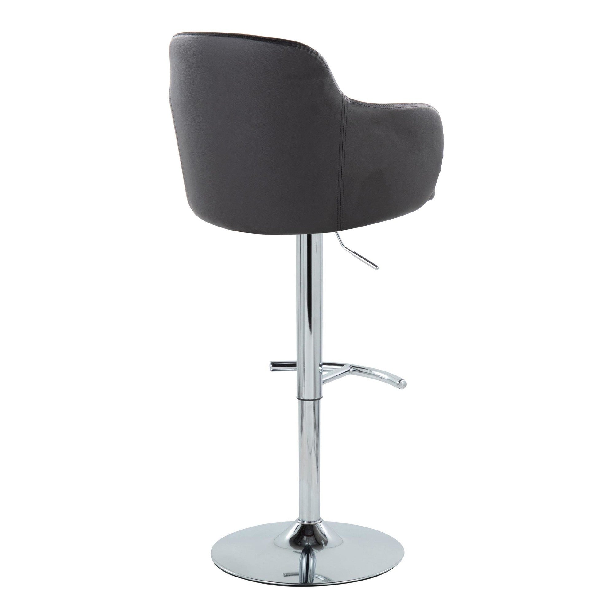 Boyne Adjustable Barstool - Set of 2 - Chrome Metal, Black PU