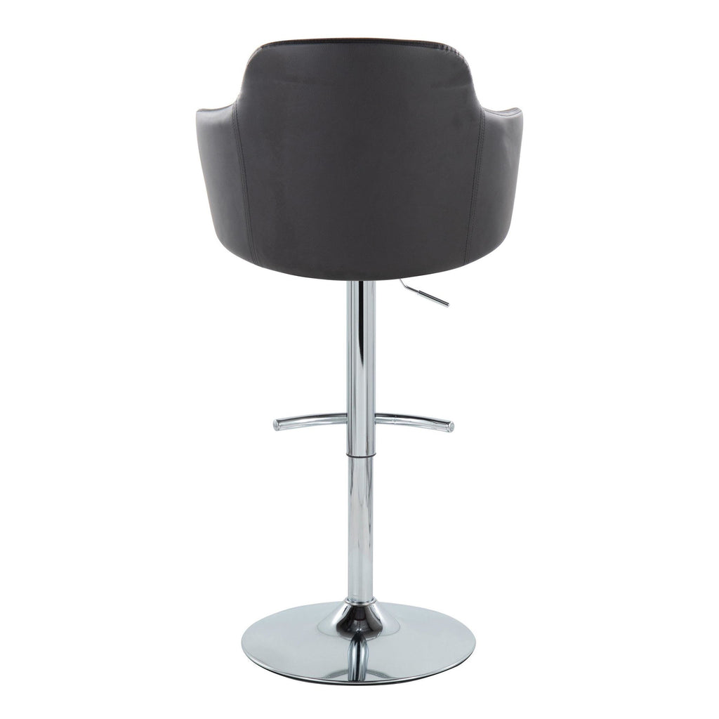 Boyne Adjustable Barstool - Set of 2 - Chrome Metal, Black PU