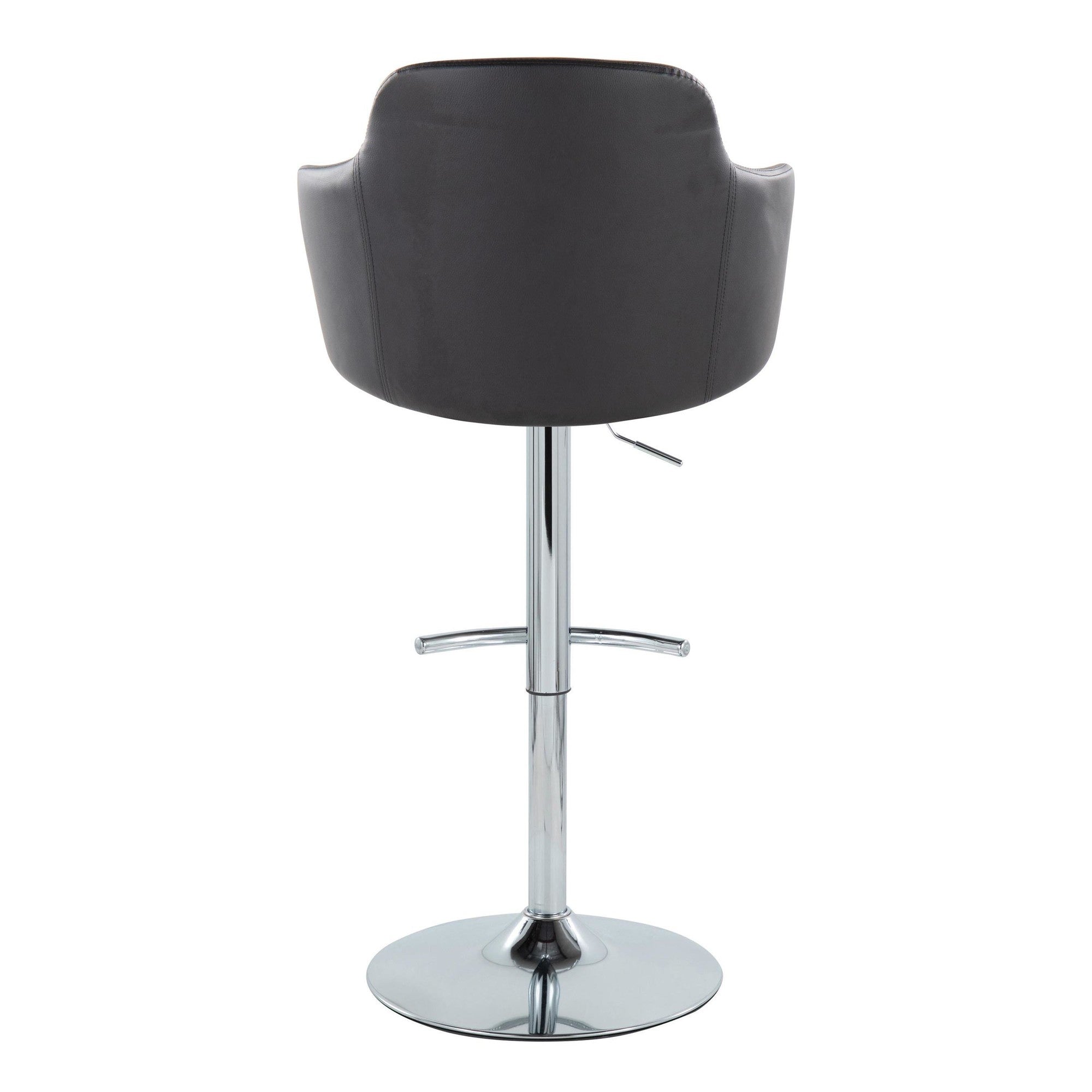 Boyne Adjustable Barstool - Set of 2 - Chrome Metal, Black PU