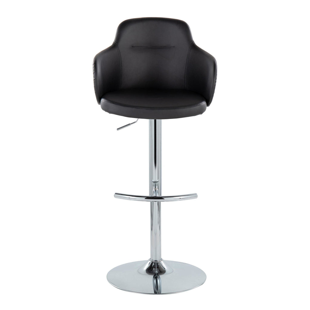 Boyne Adjustable Barstool - Set of 2 - Chrome Metal, Black PU