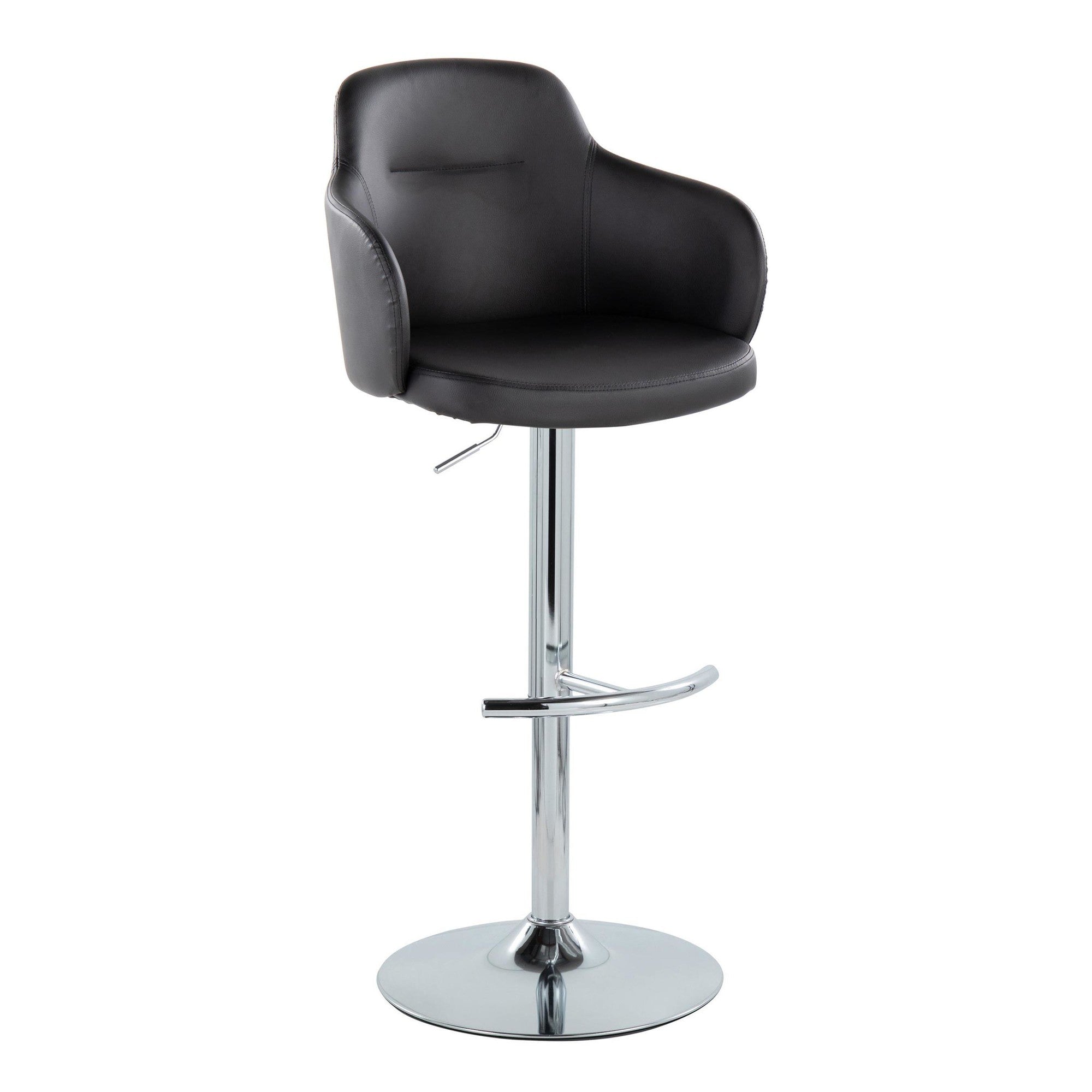 Boyne Adjustable Barstool - Set of 2 - Chrome Metal, Black PU
