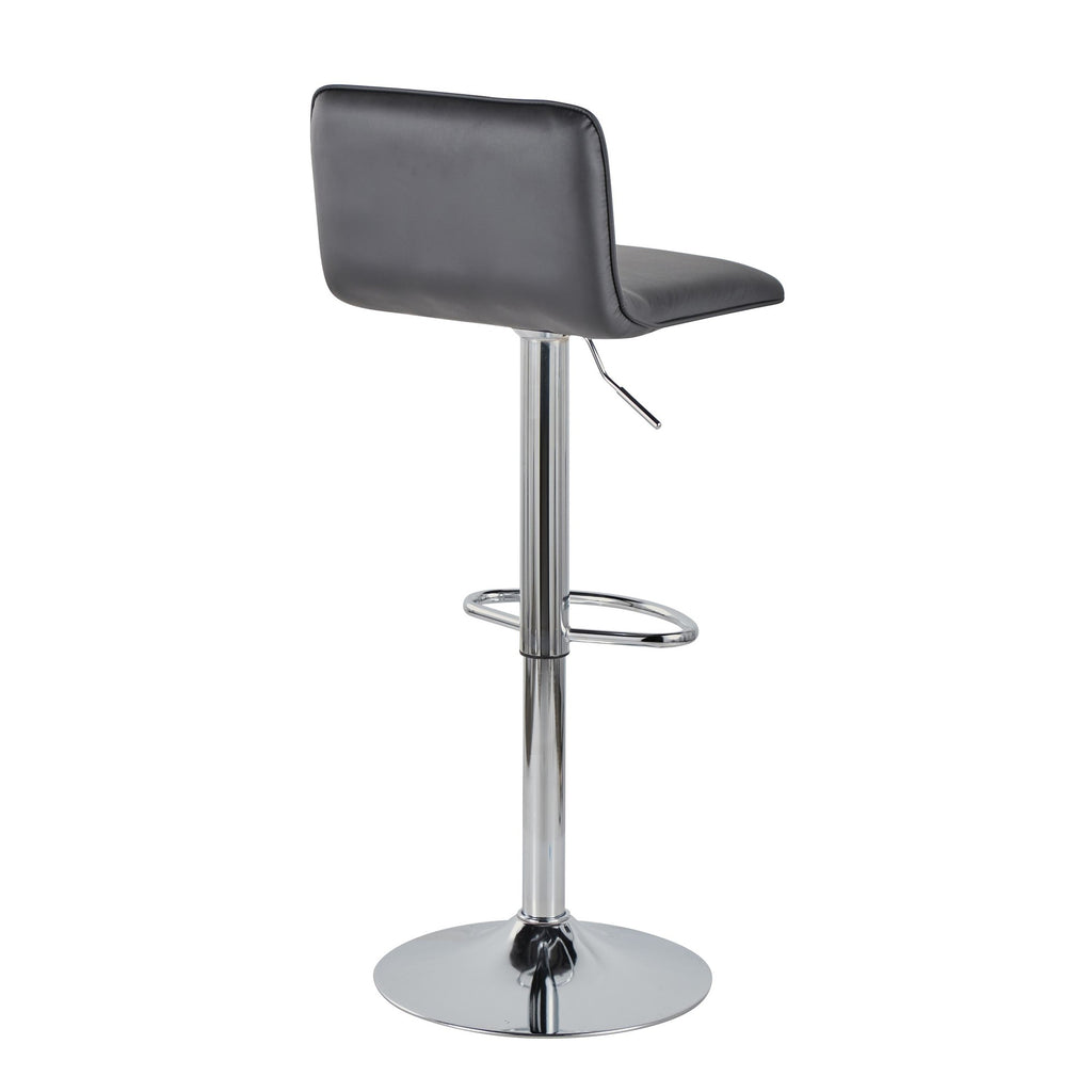 Casper Adjustable Barstool - Set of 2 - Chrome Metal, Black PU