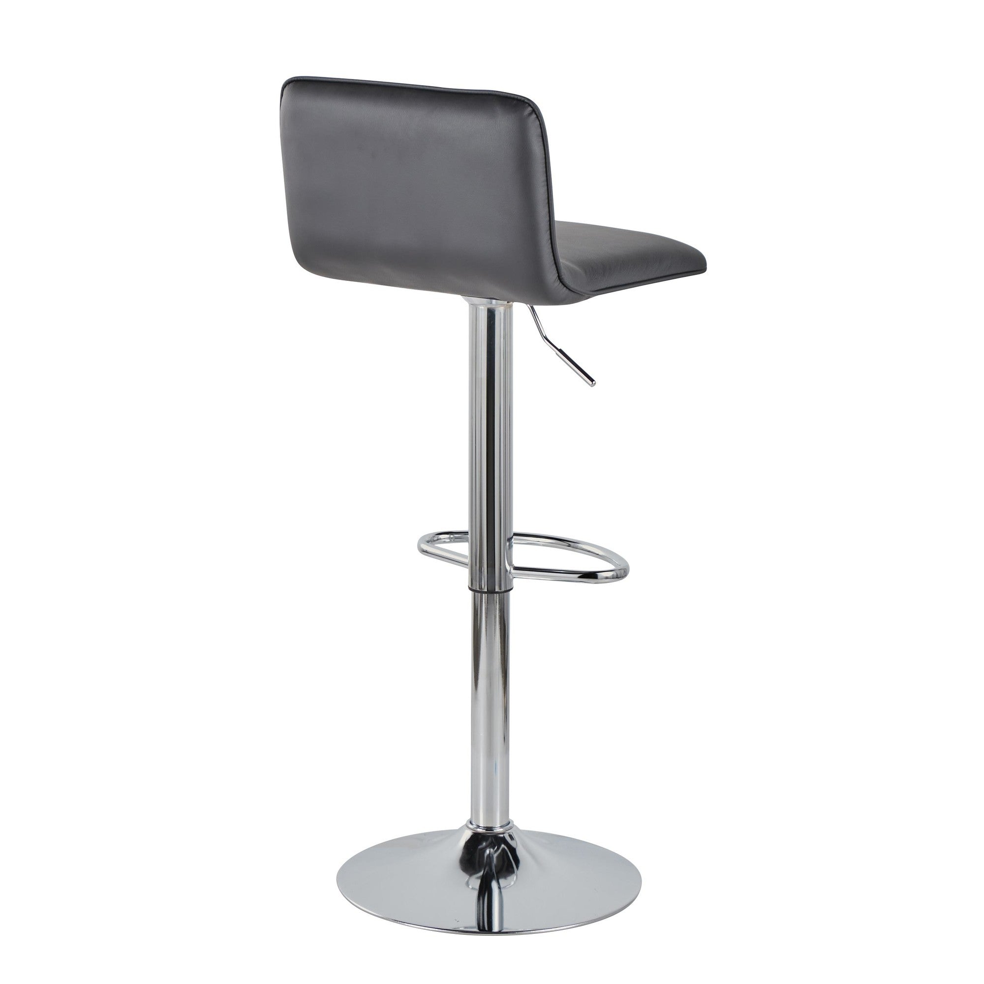 Casper Adjustable Barstool - Set of 2 - Chrome Metal, Black PU