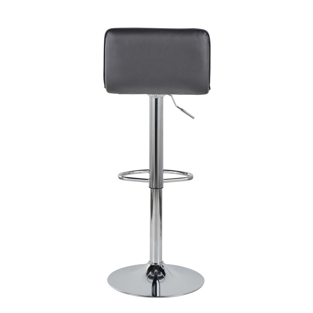 Casper Adjustable Barstool - Set of 2 - Chrome Metal, Black PU