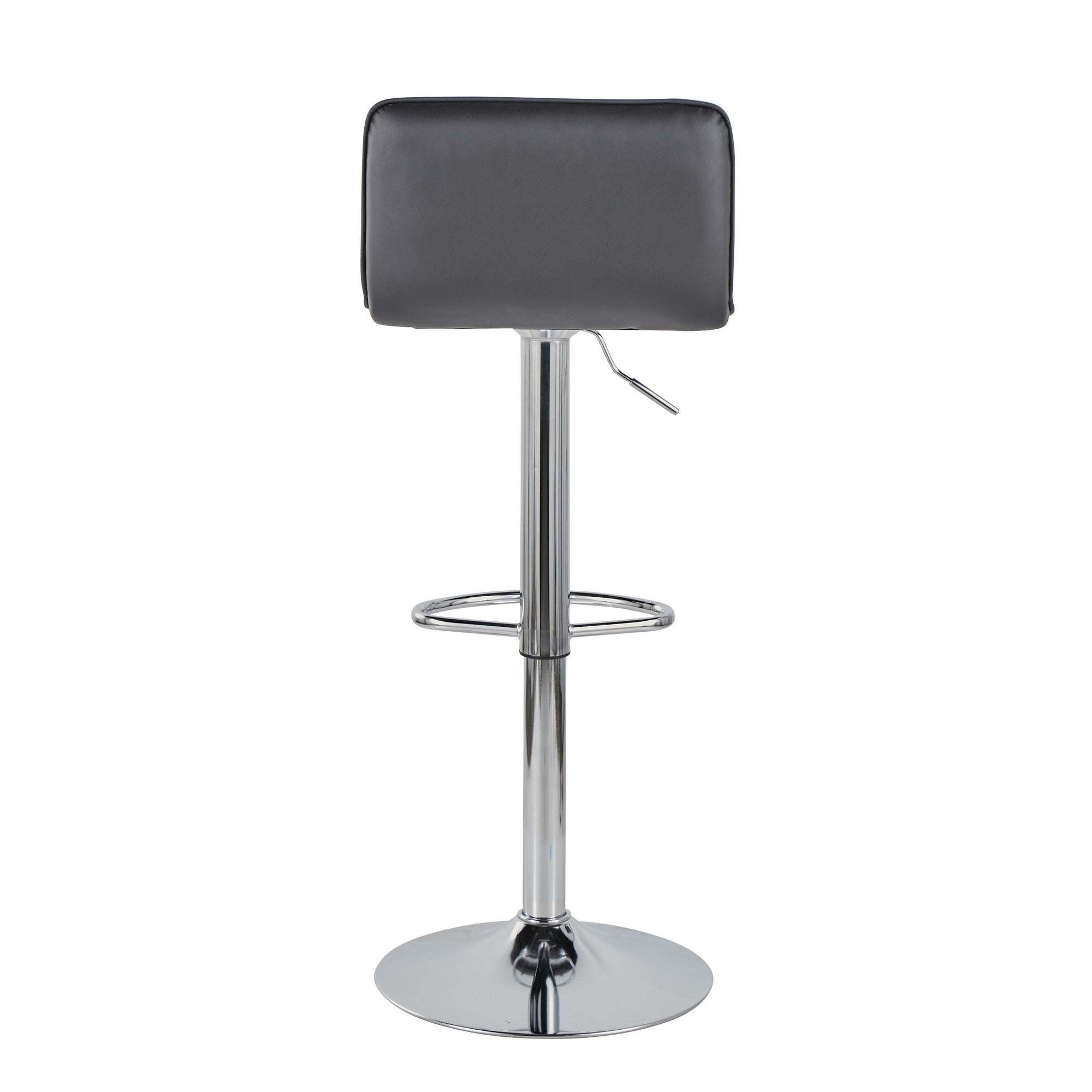 Casper Adjustable Barstool - Set of 2 - Chrome Metal, Black PU