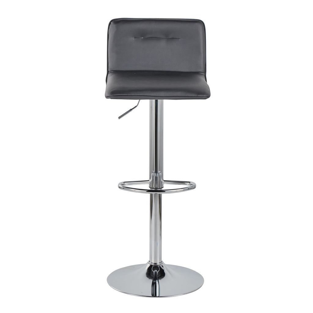 Casper Adjustable Barstool - Set of 2 - Chrome Metal, Black PU