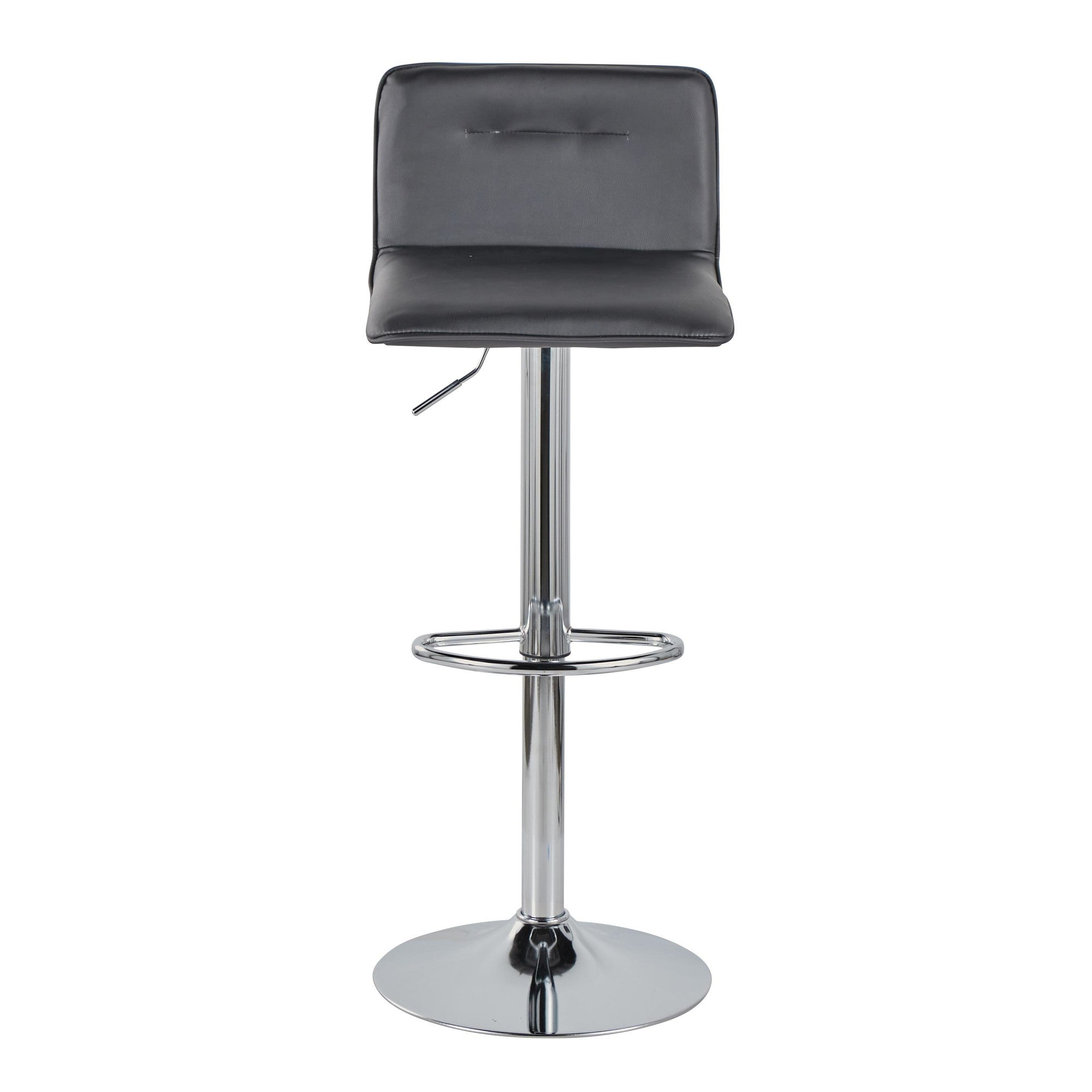 Casper Adjustable Barstool - Set of 2 - Chrome Metal, Black PU