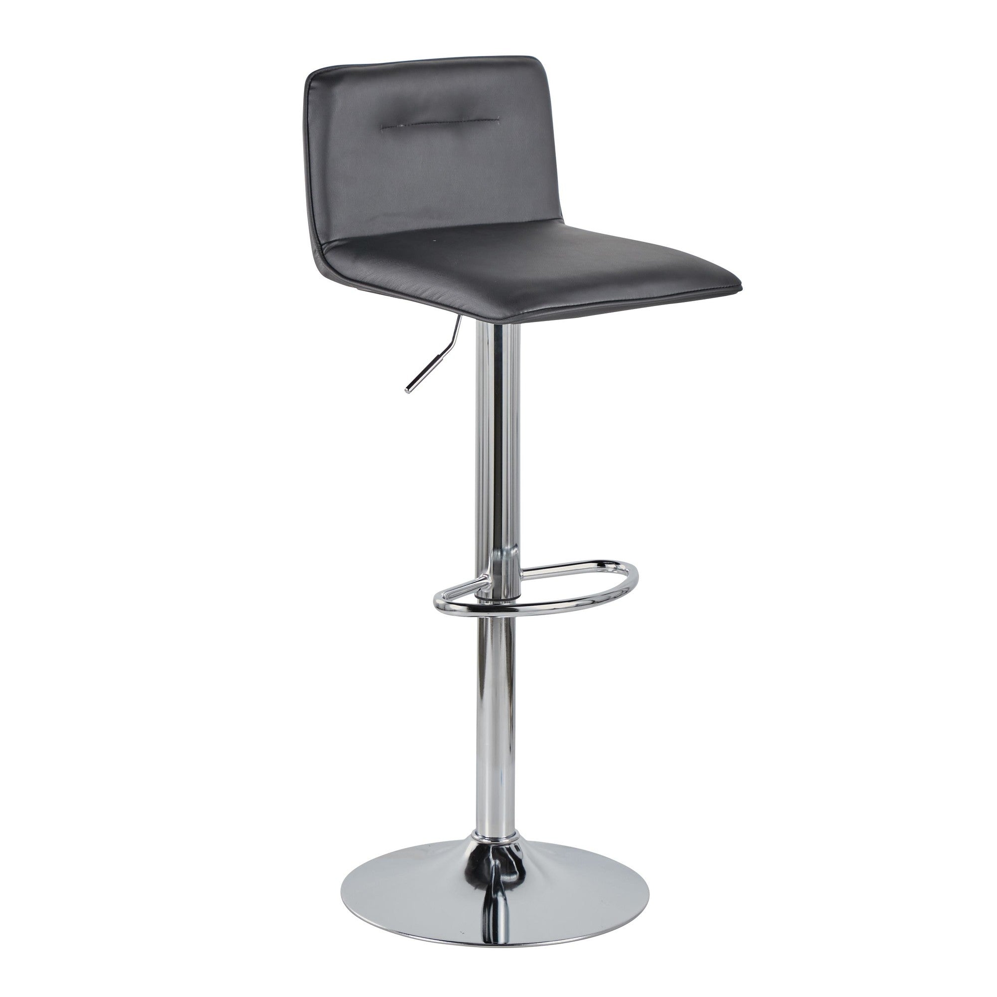Casper Adjustable Barstool - Set of 2 - Chrome Metal, Black PU