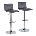 Casper Adjustable Barstool - Set of 2 - Chrome Metal, Black PU