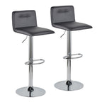 Casper Adjustable Barstool - Set of 2 - Chrome Metal, Black PU