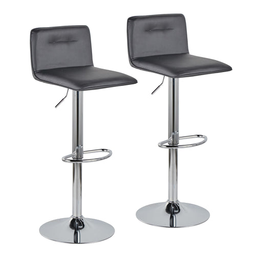 Casper Adjustable Barstool - Set of 2 - Chrome Metal, Black PU