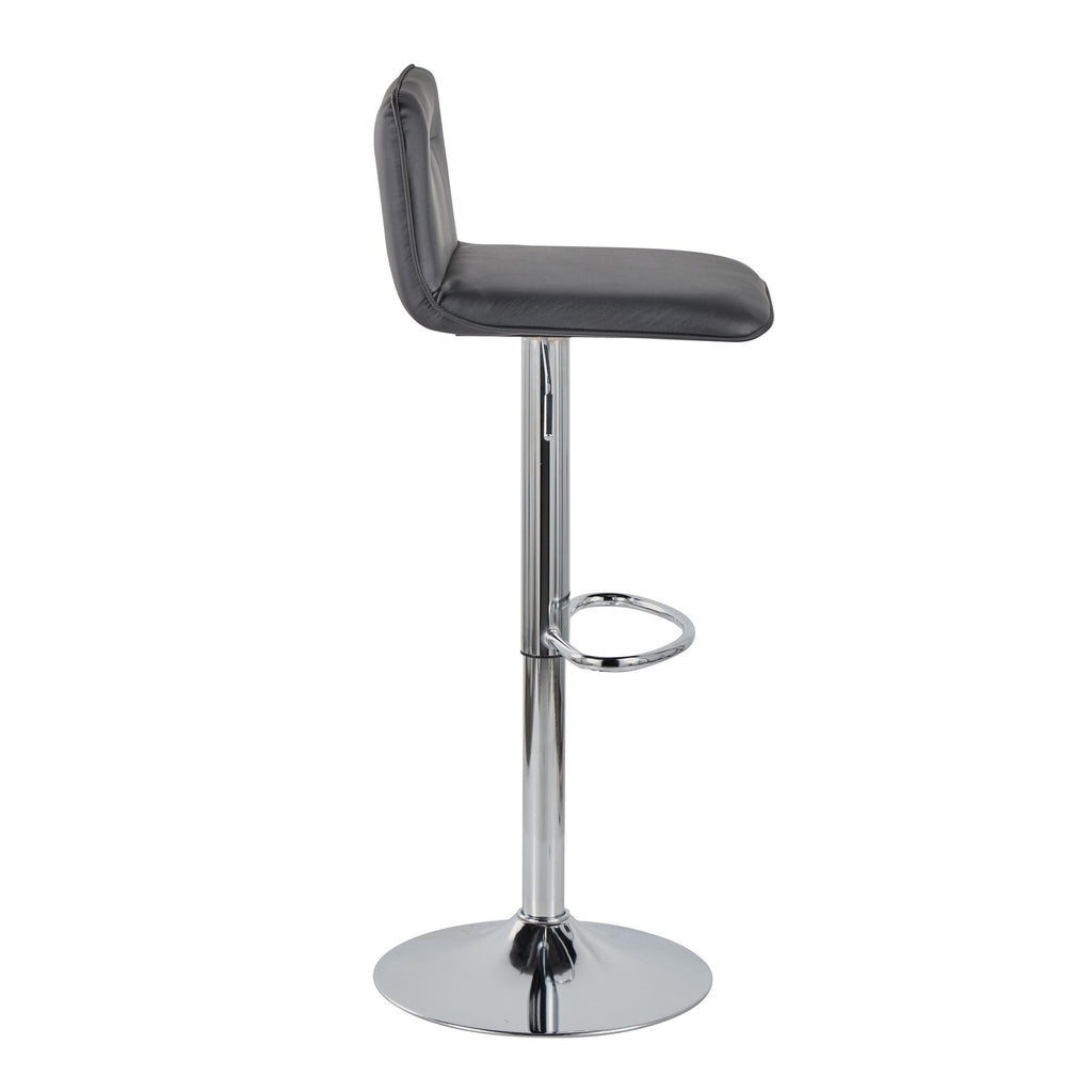 Casper Adjustable Barstool - Set of 2 - Chrome Metal, Black PU