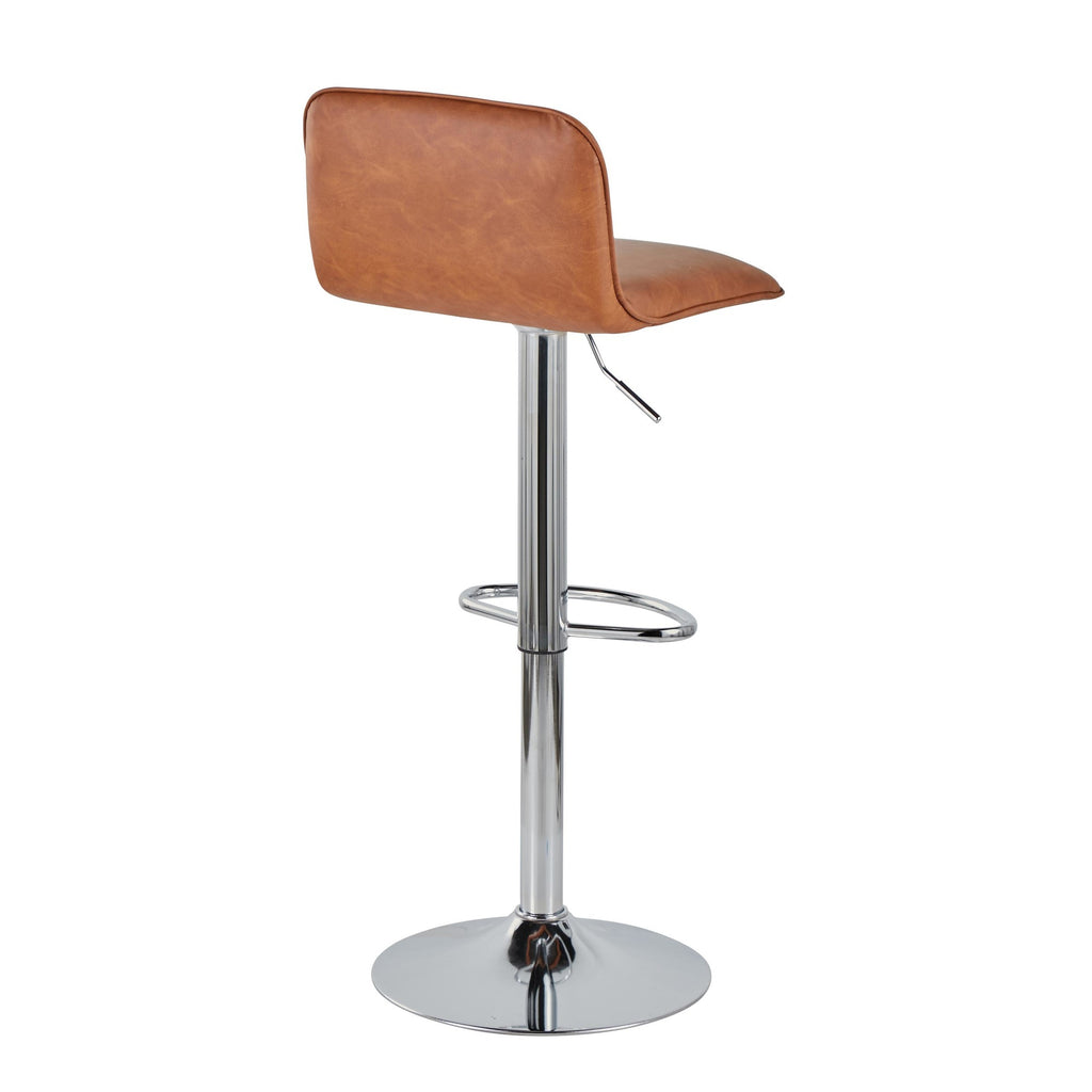 Casper Adjustable Barstool - Set of 2 - Chrome Metal, Camel PU