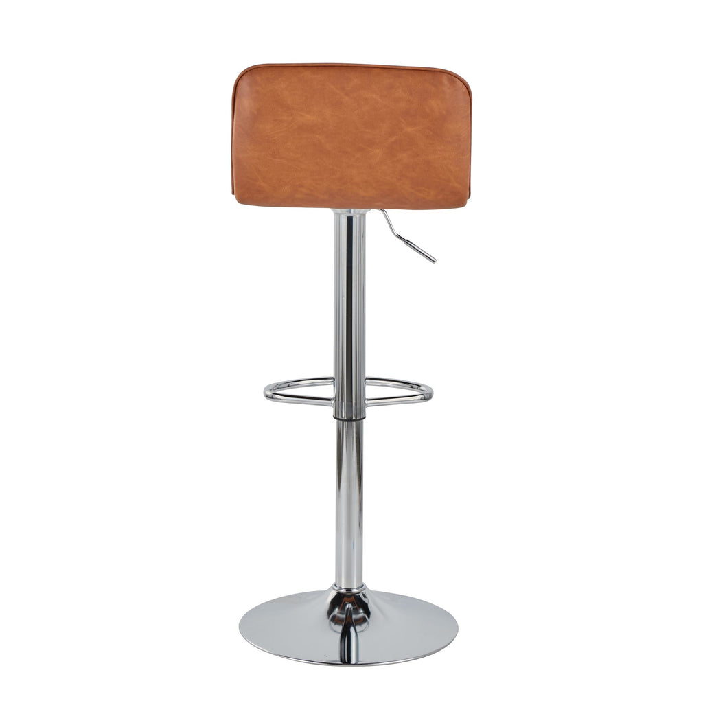 Casper Adjustable Barstool - Set of 2 - Chrome Metal, Camel PU