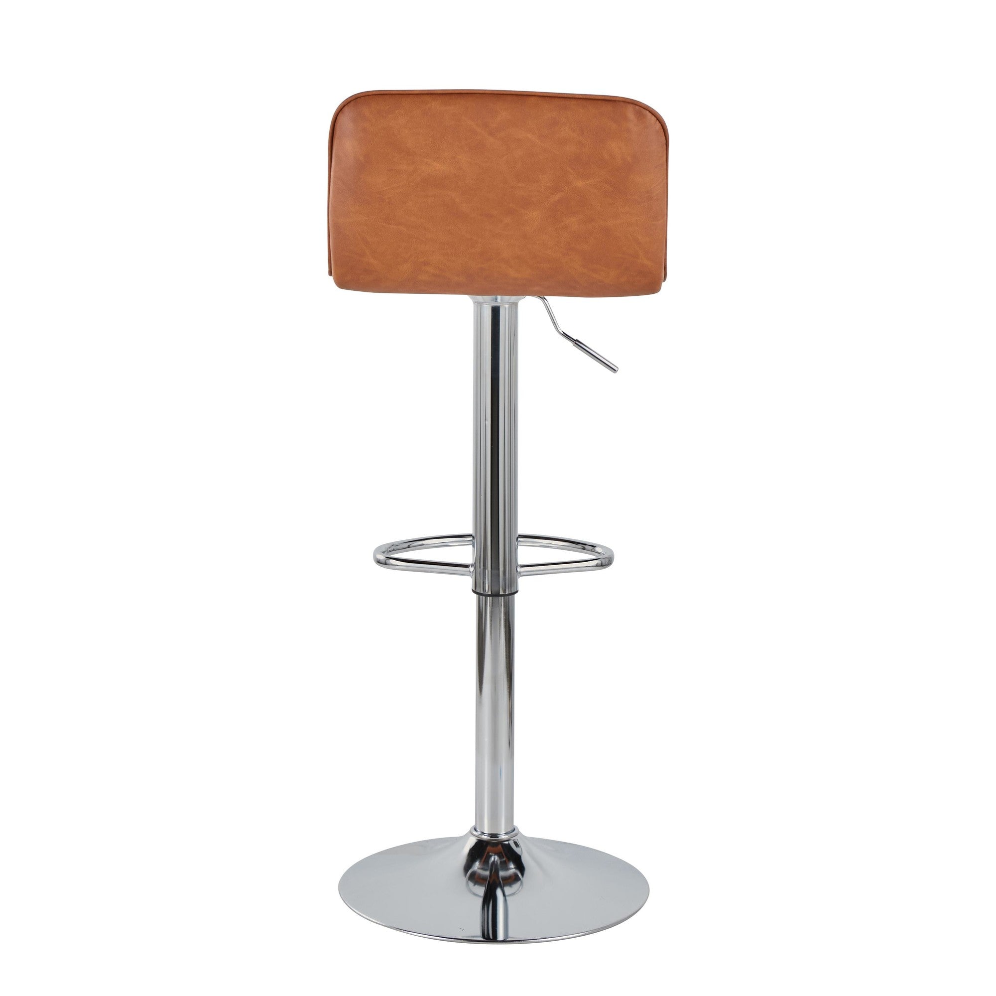Casper Adjustable Barstool - Set of 2 - Chrome Metal, Camel PU