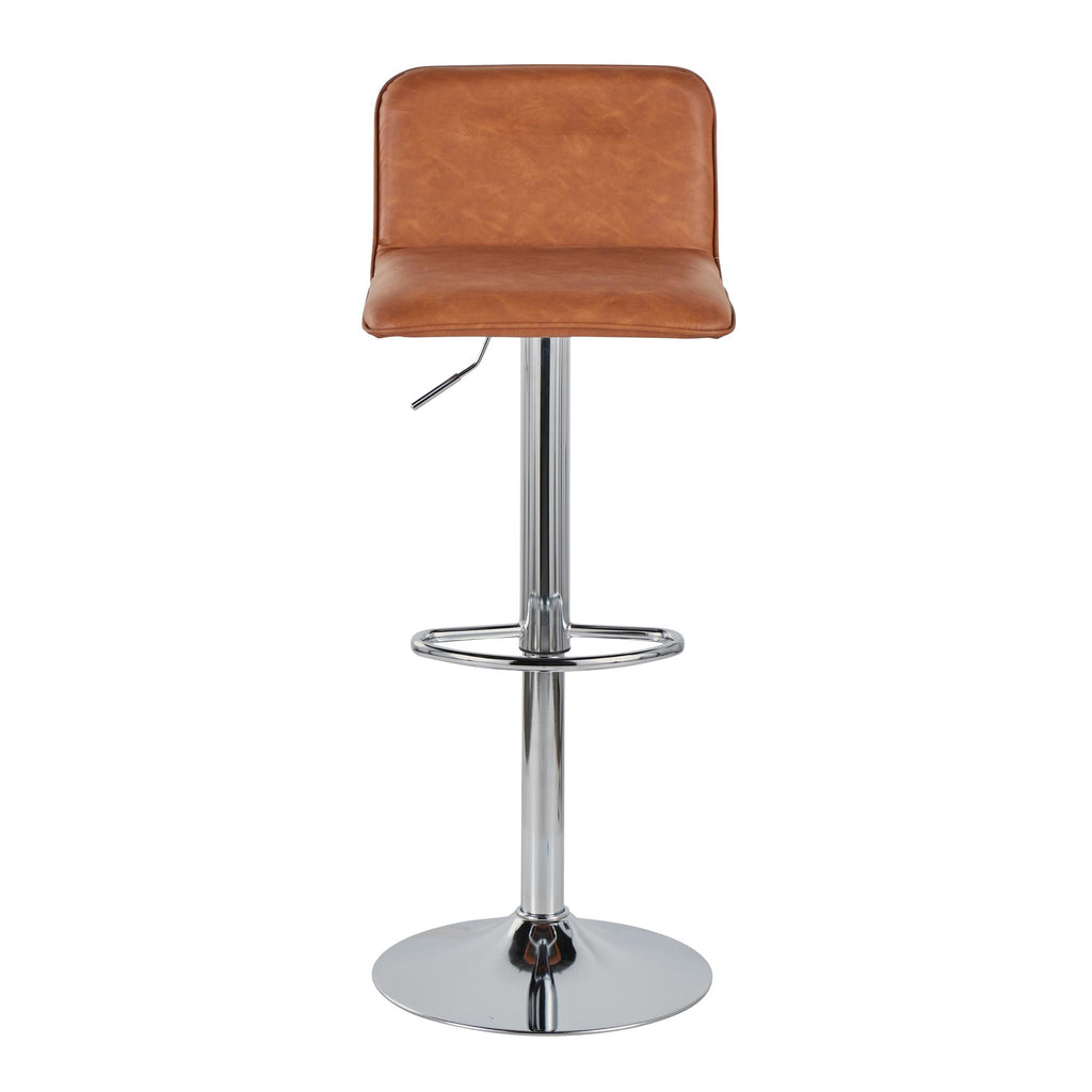 Casper Adjustable Barstool - Set of 2 - Chrome Metal, Camel PU