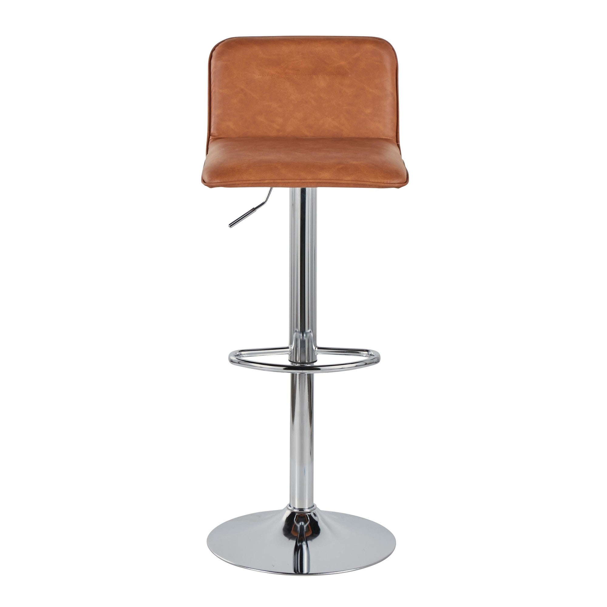 Casper Adjustable Barstool - Set of 2 - Chrome Metal, Camel PU