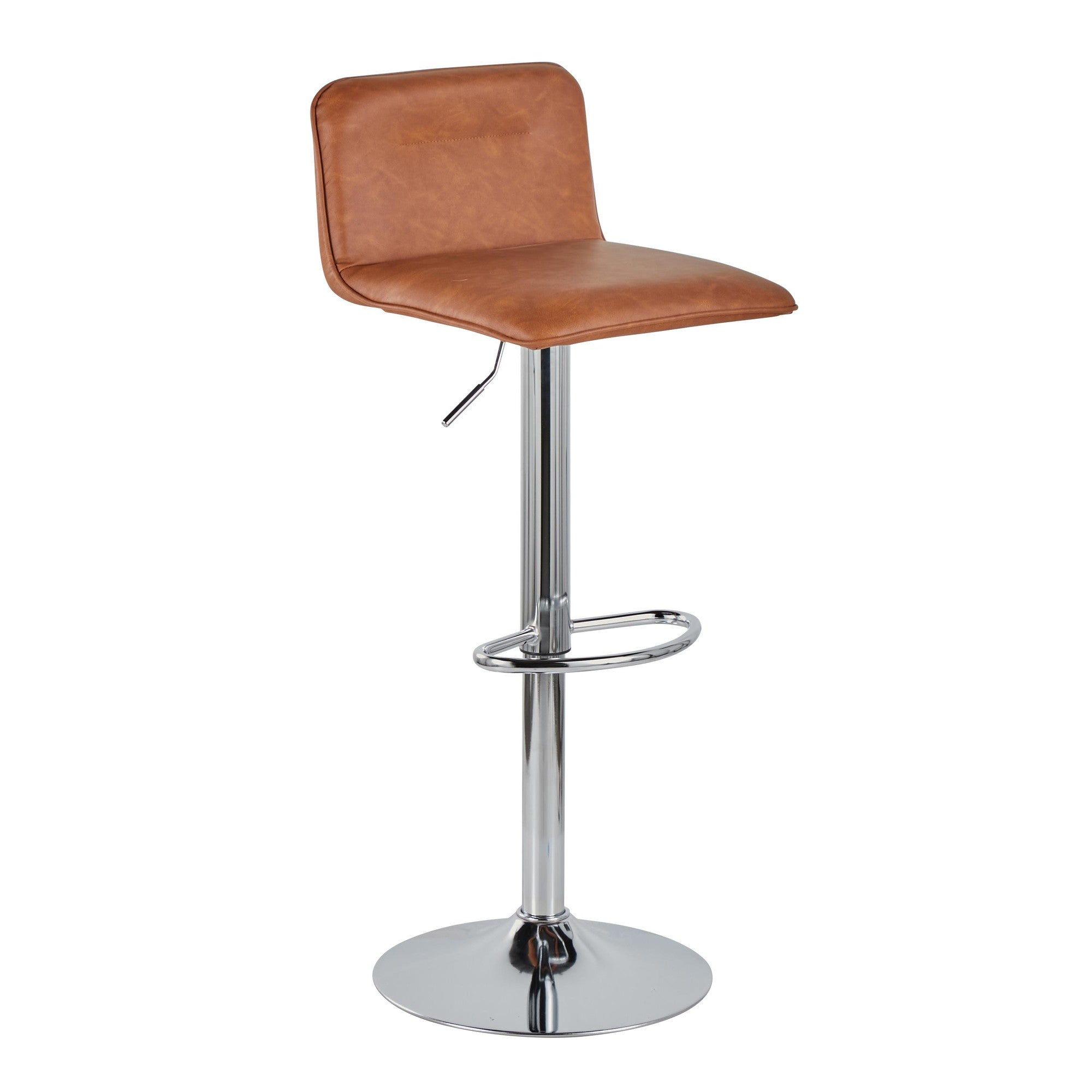 Casper Adjustable Barstool - Set of 2 - Chrome Metal, Camel PU