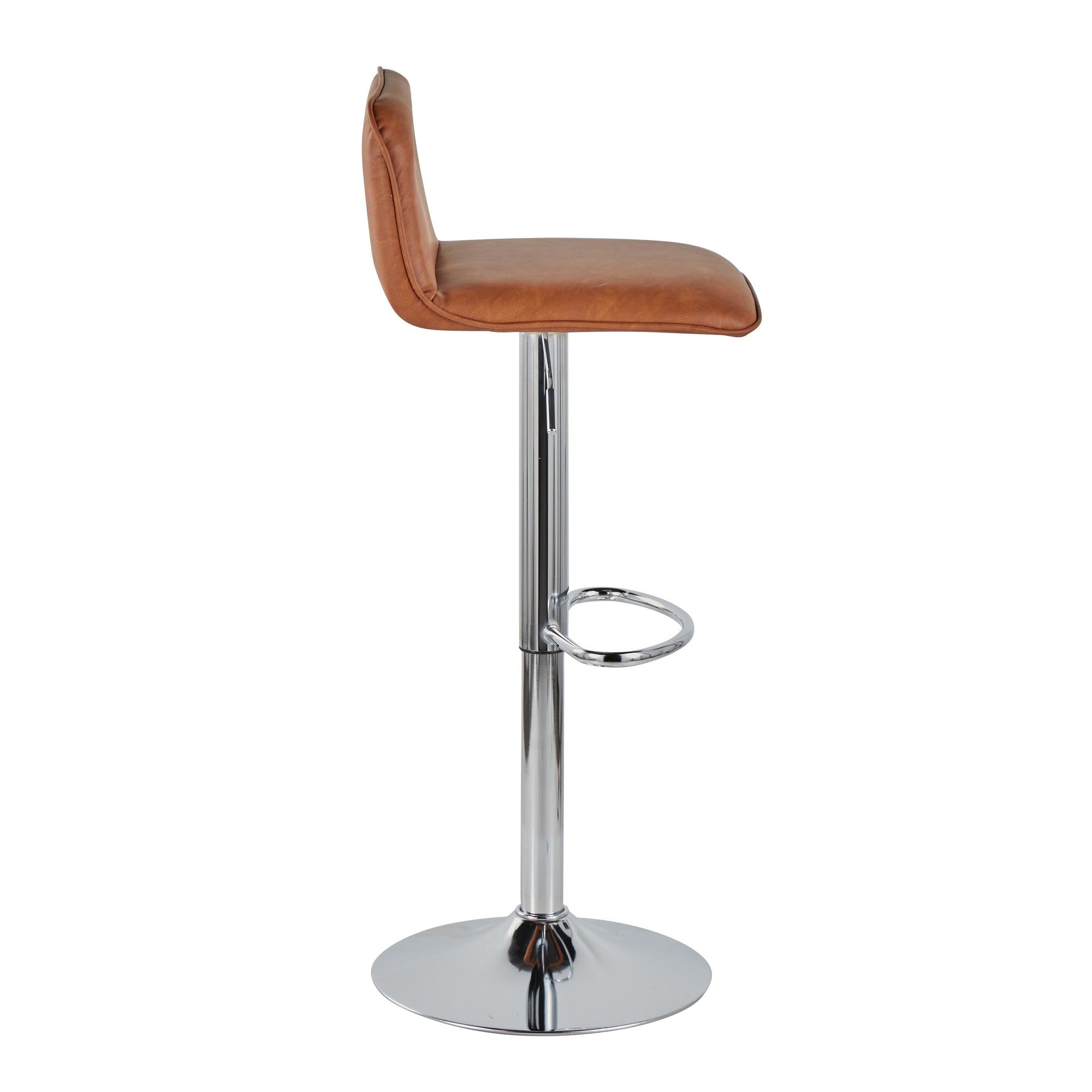 Casper Adjustable Barstool - Set of 2 - Chrome Metal, Camel PU