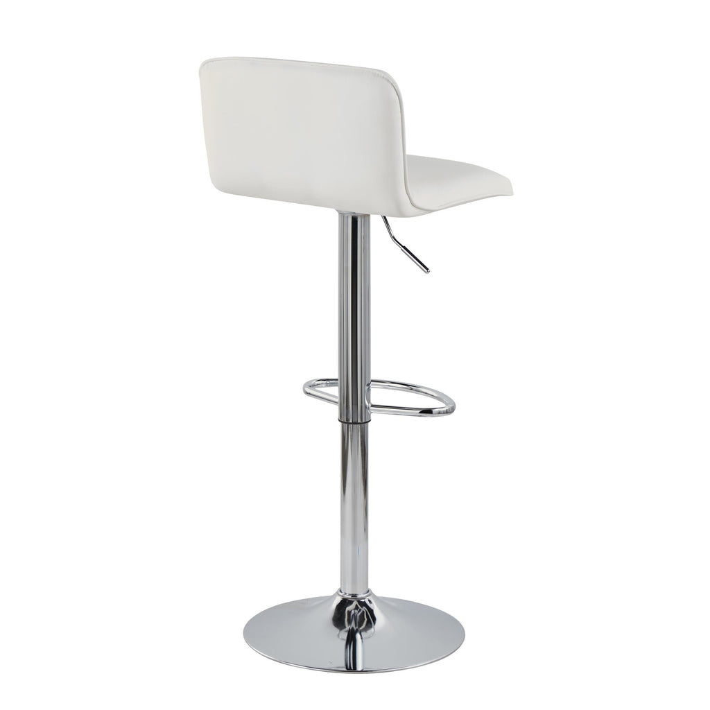 Casper Adjustable Barstool - Set of 2 - Chrome Metal, White PU