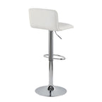 Casper Adjustable Barstool - Set of 2 - Chrome Metal, White PU