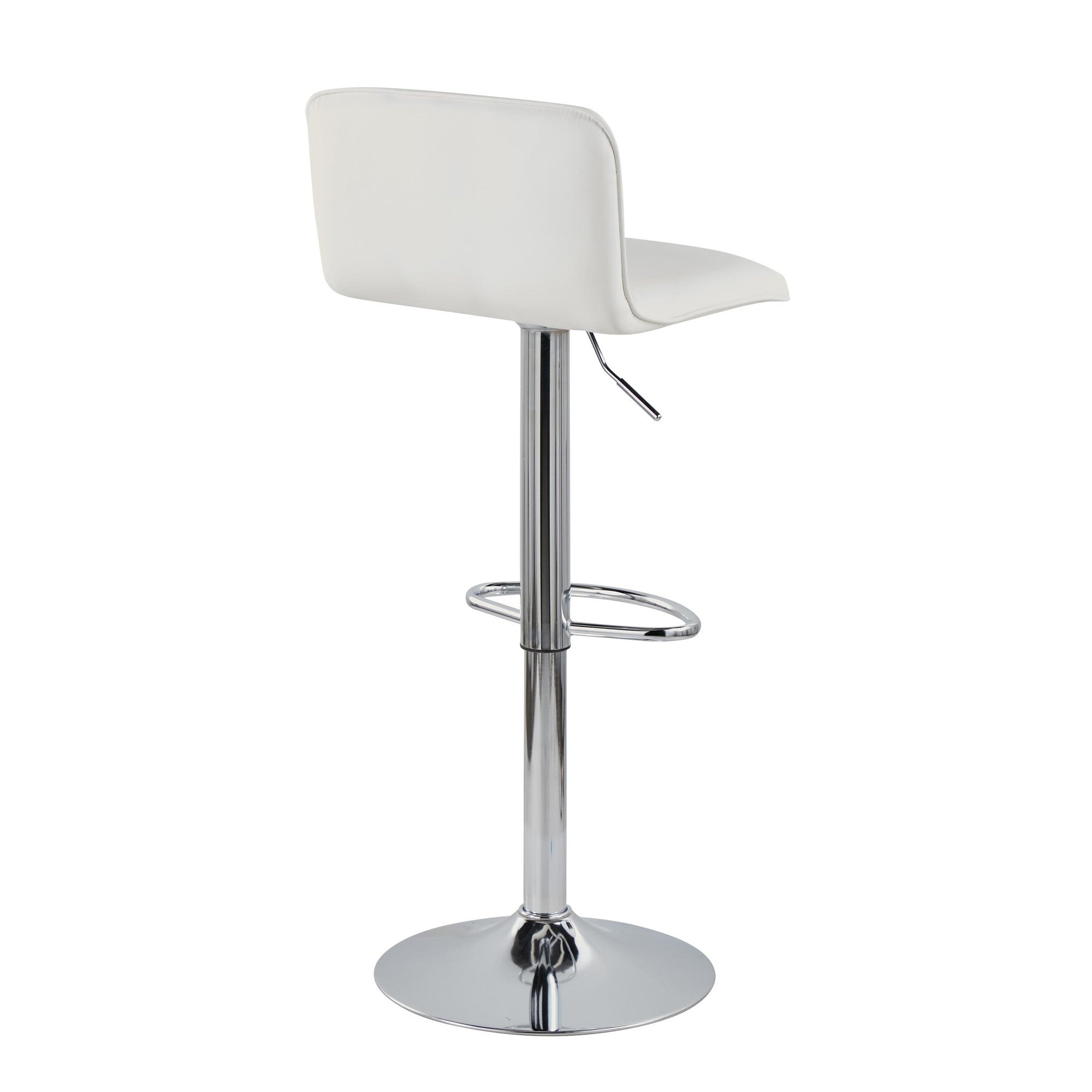 Casper Adjustable Barstool - Set of 2 - Chrome Metal, White PU