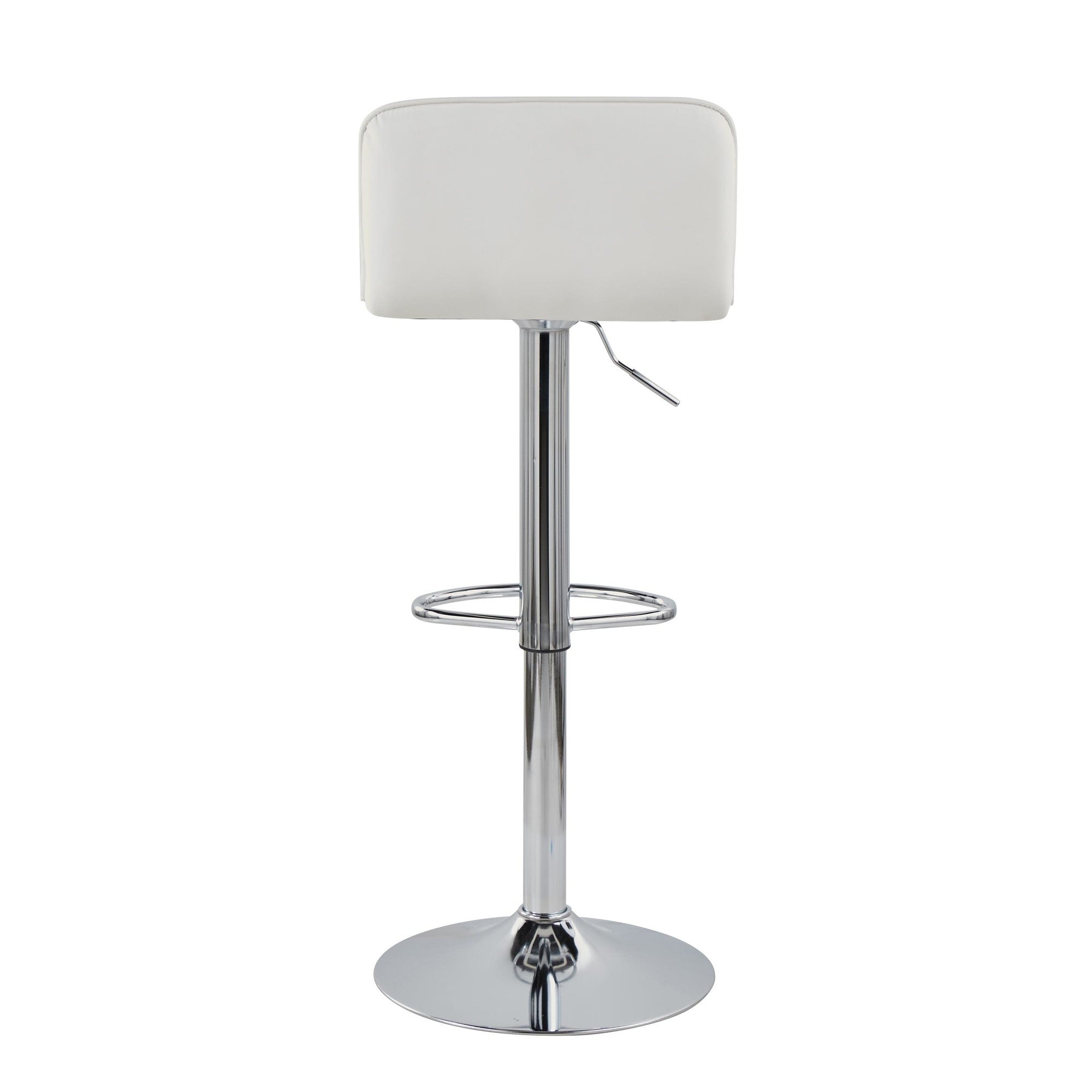 Casper Adjustable Barstool - Set of 2 - Chrome Metal, White PU