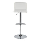Casper Adjustable Barstool - Set of 2 - Chrome Metal, White PU