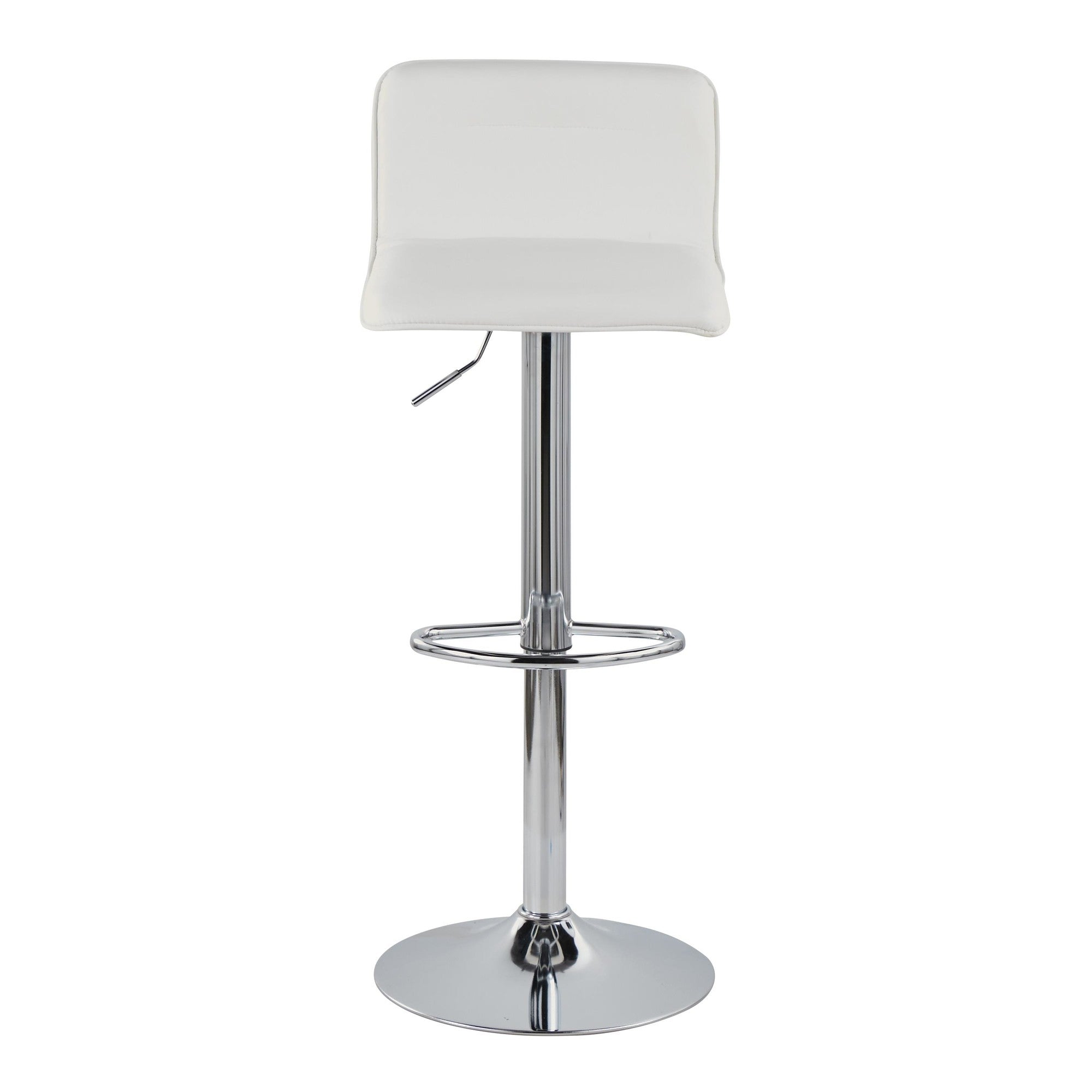 Casper Adjustable Barstool - Set of 2 - Chrome Metal, White PU