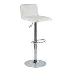 Casper Adjustable Barstool - Set of 2 - Chrome Metal, White PU