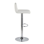 Casper Adjustable Barstool - Set of 2 - Chrome Metal, White PU