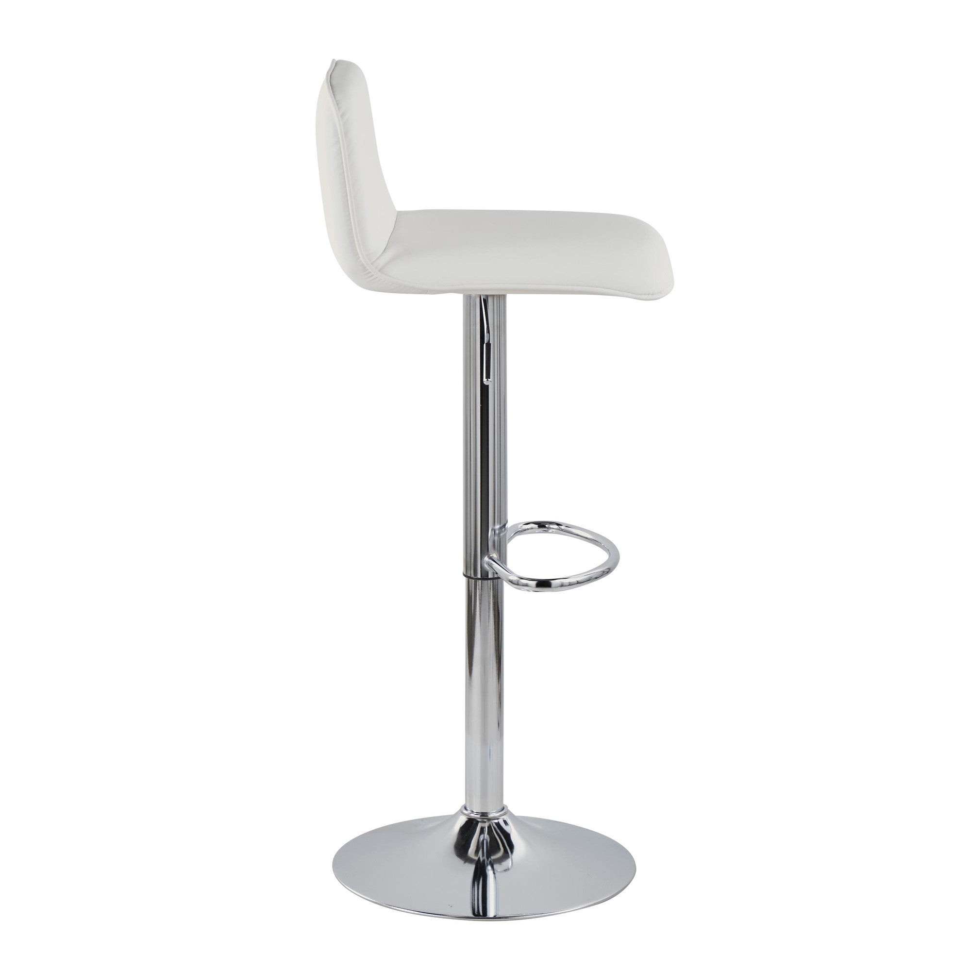 Casper Adjustable Barstool - Set of 2 - Chrome Metal, White PU