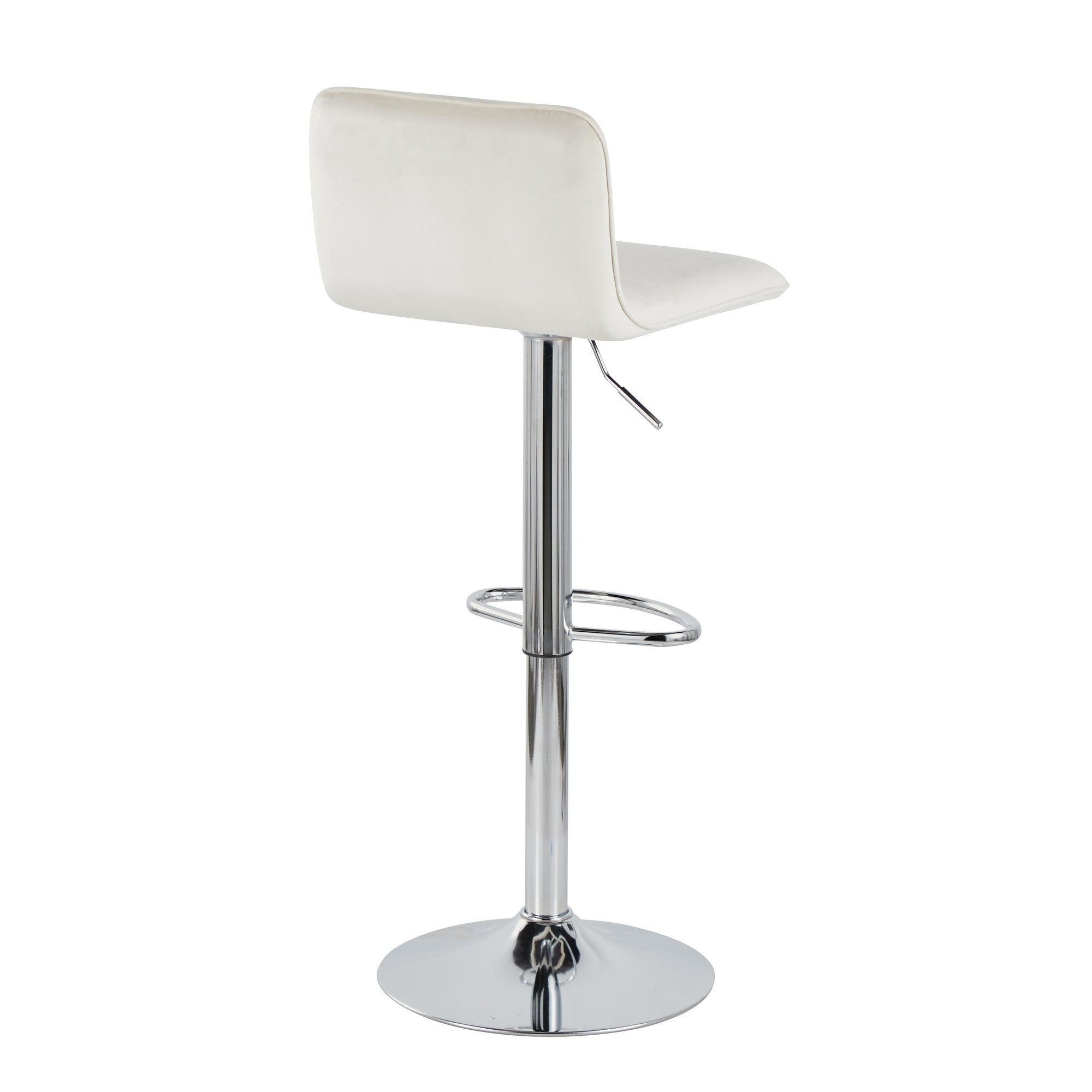 Casper Adjustable Barstool - Set of 2 - Chrome Metal, Cream Velvet