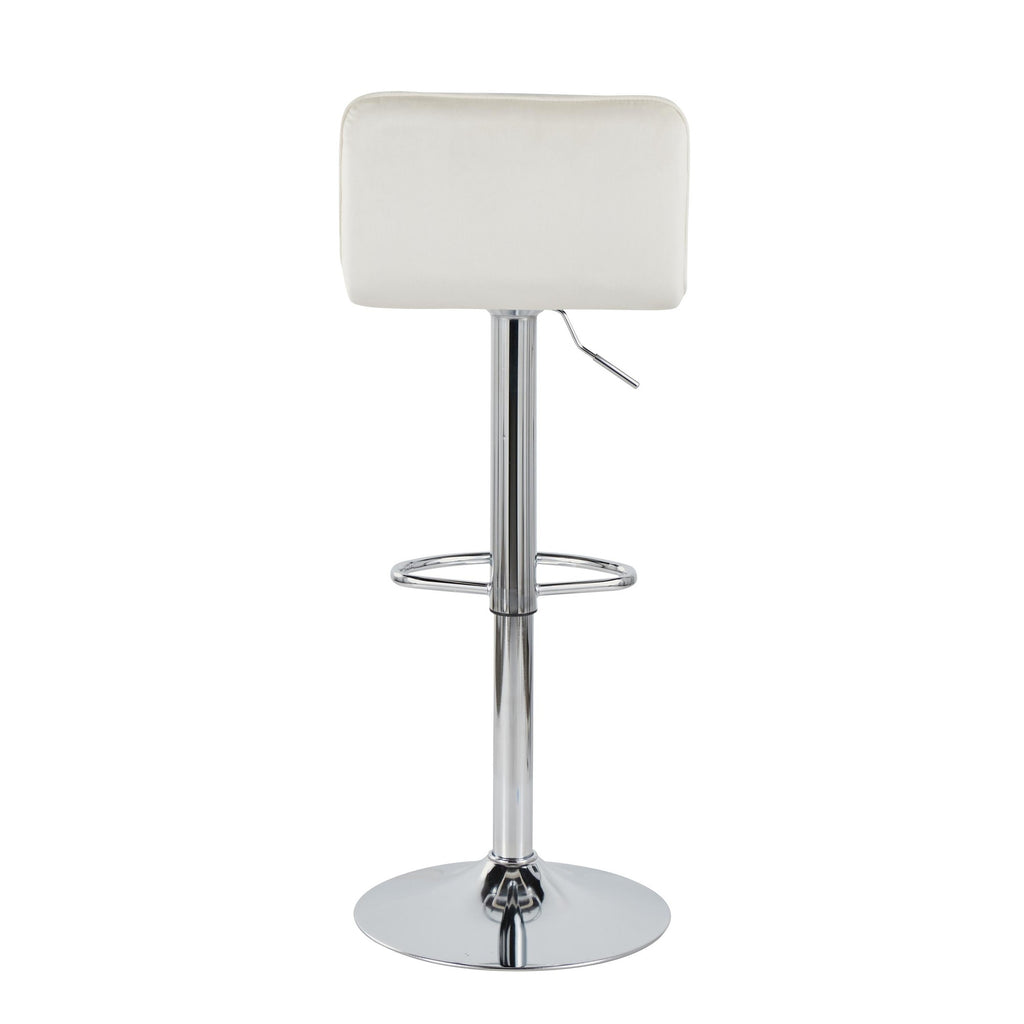 Casper Adjustable Barstool - Set of 2 - Chrome Metal, Cream Velvet
