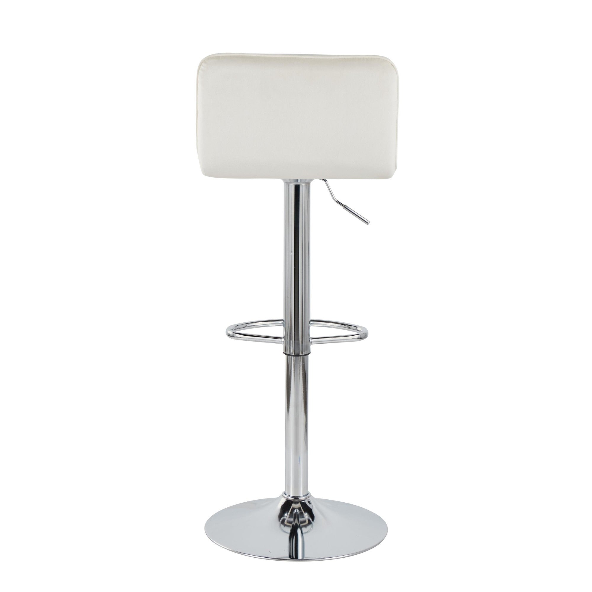 Casper Adjustable Barstool - Set of 2 - Chrome Metal, Cream Velvet