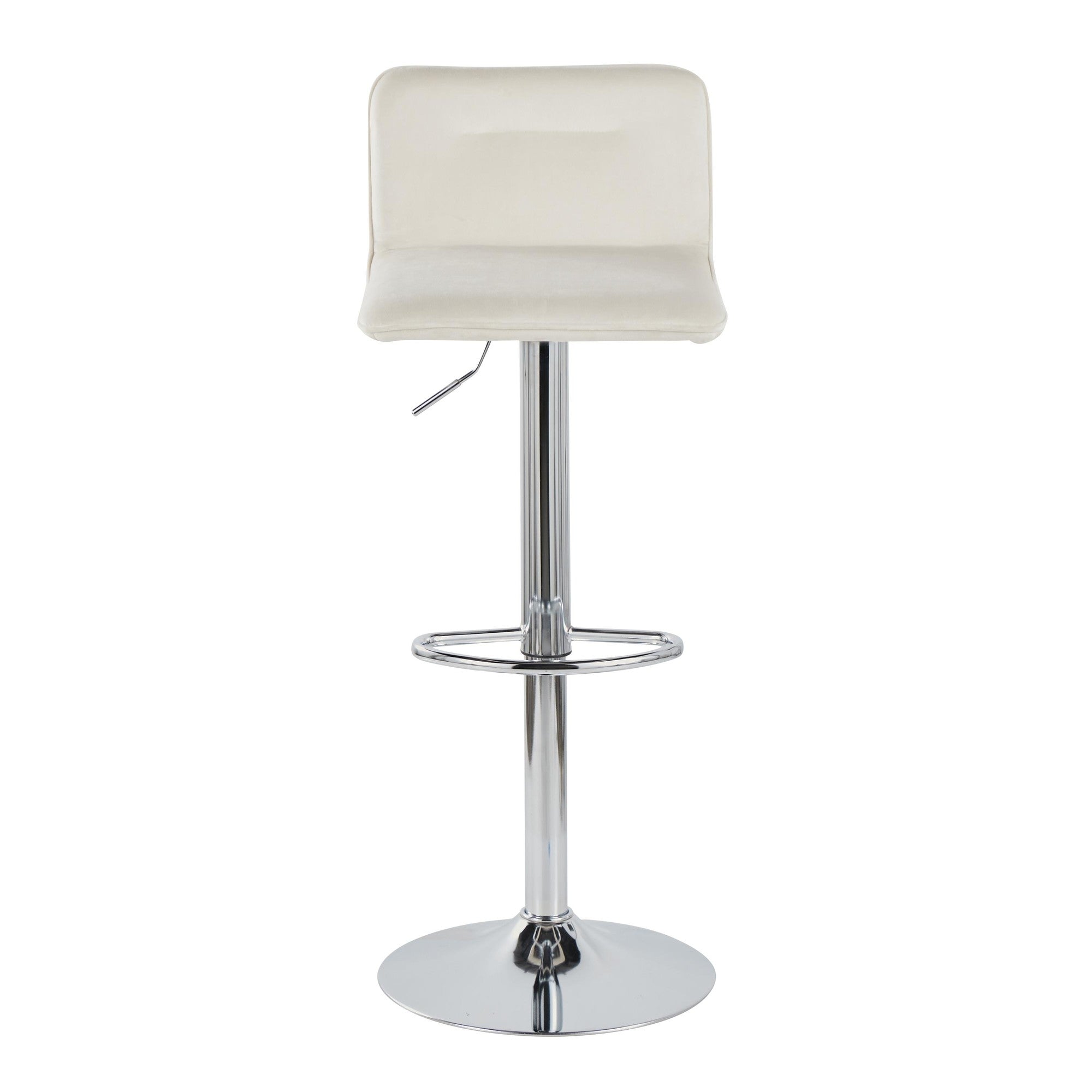 Casper Adjustable Barstool - Set of 2 - Chrome Metal, Cream Velvet