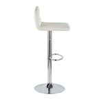 Casper Adjustable Barstool - Set of 2 - Chrome Metal, Cream Velvet
