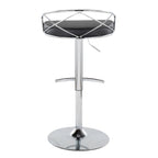 Charlotte Glam Adjustable Barstool - Set of 2 - Chrome Metal, Black PU