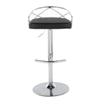 Charlotte Glam Adjustable Barstool - Set of 2 - Chrome Metal, Black PU