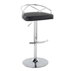 Charlotte Glam Adjustable Barstool - Set of 2 - Chrome Metal, Black PU
