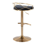 Charlotte Glam Adjustable Barstool - Set of 2 - Gold Metal, Black Velvet
