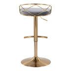 Charlotte Glam Adjustable Barstool - Set of 2 - Gold Metal, Grey Velvet