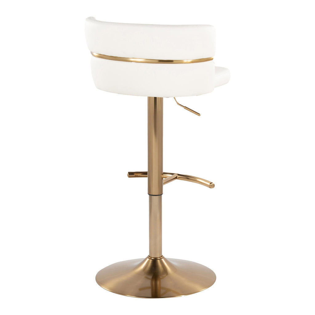 Cinch Adjustable Barstool - Set of 2 - Gold Metal, White PU