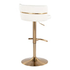 Cinch Adjustable Barstool - Set of 2 - Gold Metal, White PU