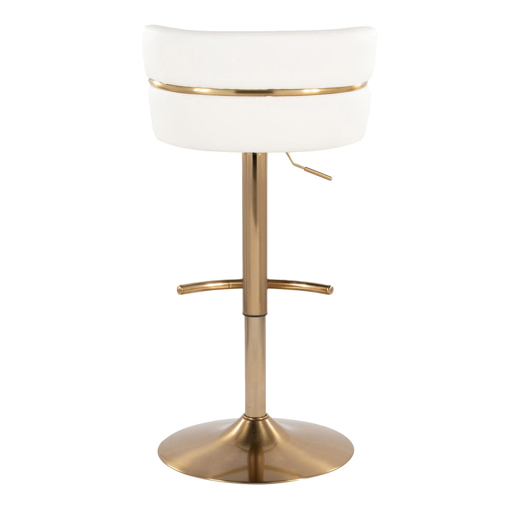 Cinch Adjustable Barstool - Set of 2 - Gold Metal, White PU