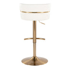 Cinch Adjustable Barstool - Set of 2 - Gold Metal, White PU